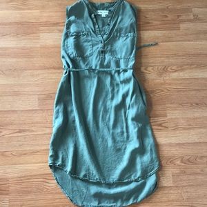 Army green high low camper dress